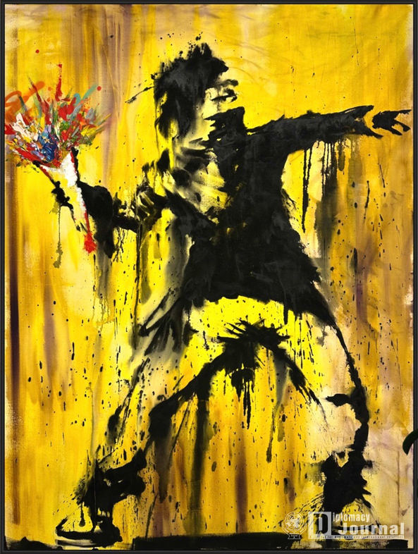 Banksy meet boogie part 2 150x200 cm acrylic on canvas