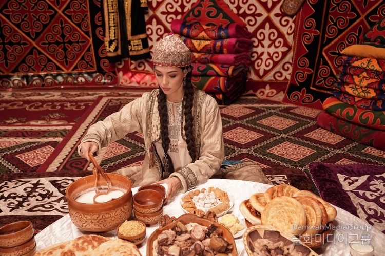 Kazakh girl in traditional clothes