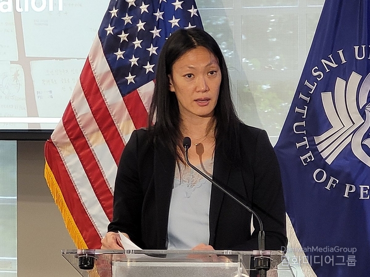 US Special Envoy on North Korean Human Rights Issues Julie Turner speaks at an event on Korean-American separated family issues hosted by the United States Institute of Peace (USIP), a think tank in Washington, D.C., on June 25, 2024.