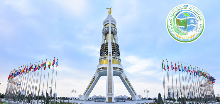 The Monument of Neutrality (Bitaraplyk binasy) in Ashgabat, Turkmenistan