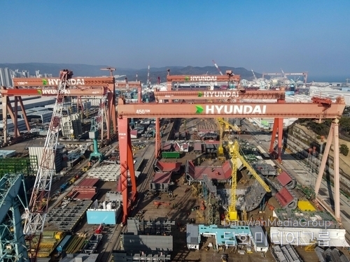 The whole view of HD Hyundai Heavy Industries yard