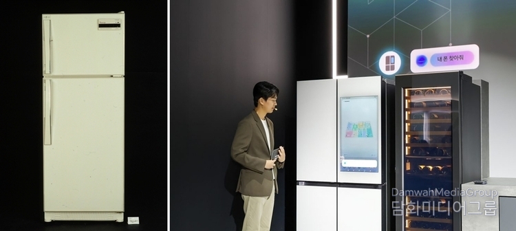 (left) Talking Refrigerator, (right) Bixby’s Voice ID feature can recognize individual users