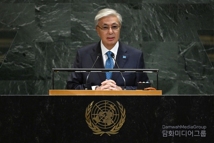 President Tokayev delivers a speech at the 80th session of the UN General Assembly in New York.